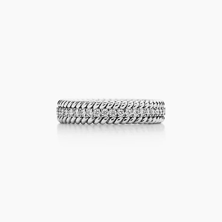 Platinum and Diamond Double Row Ring