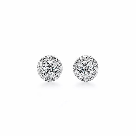 Platinum and diamond earrings.