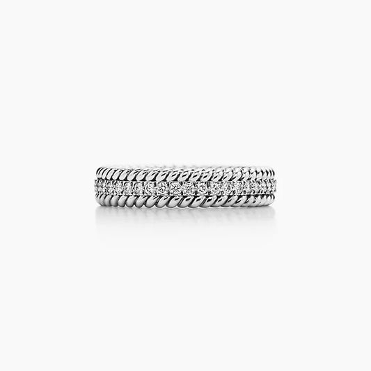 Platinum and Diamond Double Row Ring