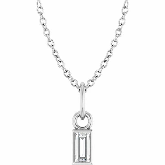 Natural Diamond Straight Baguette Necklace
