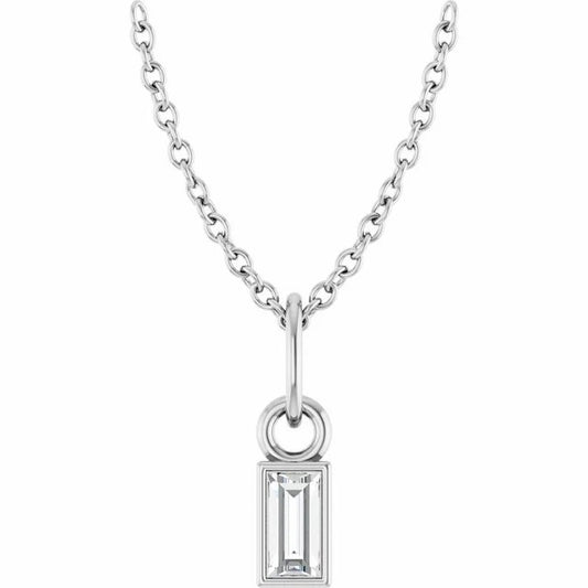 Natural Diamond Straight Baguette Necklace