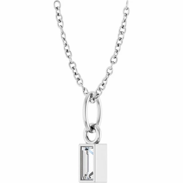 Natural Diamond Straight Baguette Necklace